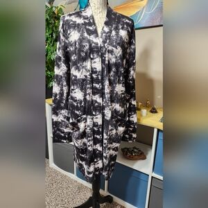 Sanctuary XL Tie Dye Open Tunic Cardigan Pockets Stretch